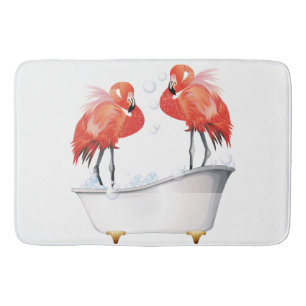 Silly Pink Flamingos in the Bath Bath Mat