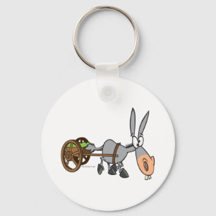 silly plodding donkey mule cartoon keychain