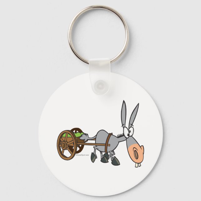 silly plodding donkey mule cartoon keychain (Front)