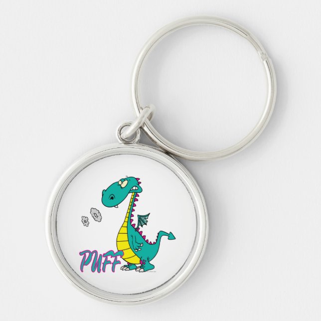 silly puff dragon cartoon character keychain (Front)