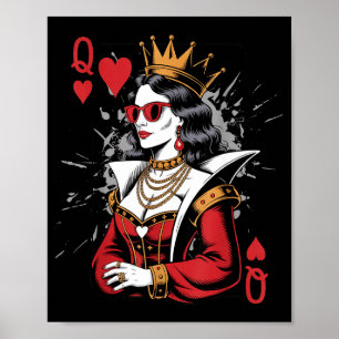 Silly Queen Valentines Hearts Card Poster