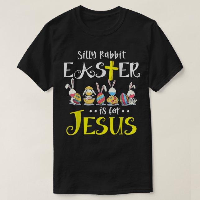 Silly Rabbit Easter Is for Jesus Bunny Face Mask Q T-Shirt (Design Front)