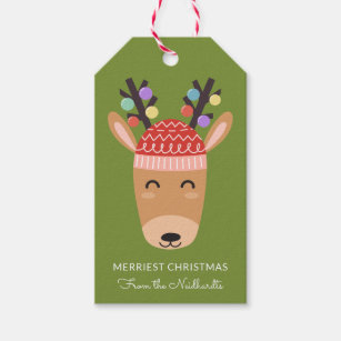 Silly Reindeer Holiday Gift Tags