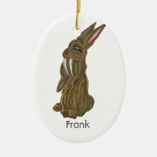Silly Sabre Tooth Rabbit Ceramic Ornament