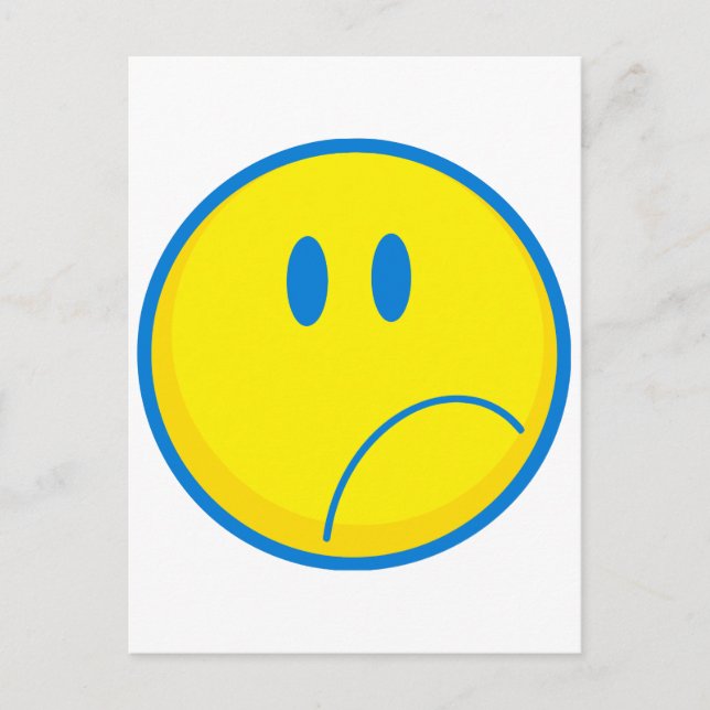 silly sad face yellow and blue postcard (Front)