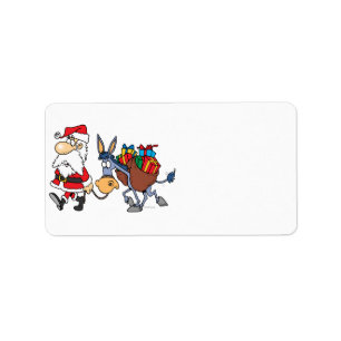 silly santa and christmas donkey label