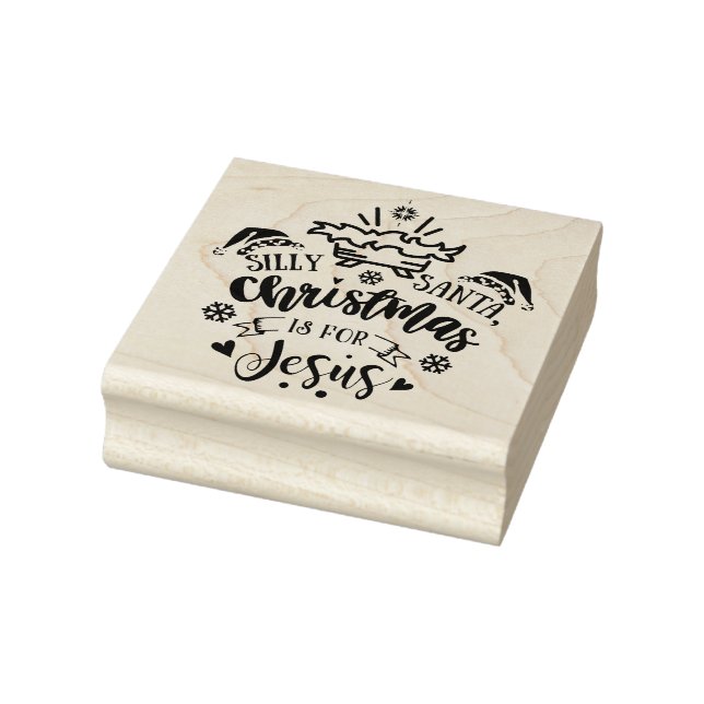 SILLY SANTA CHRISTMAS IS FOR JESUS RUBBER STAMP (Stamp)