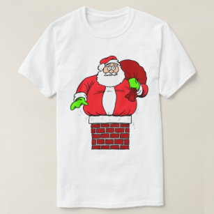 Silly Santa Claus Upside Down In Chimney Christmas T-Shirt