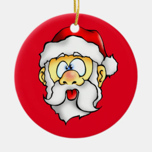 Silly Santa taking a Selfie Ceramic Ornament