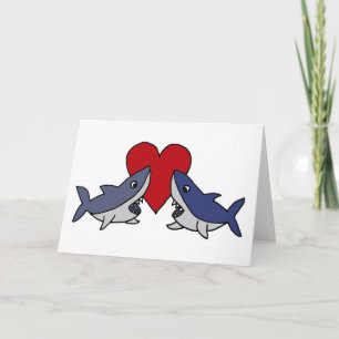 Silly Sharks in Love Art Card