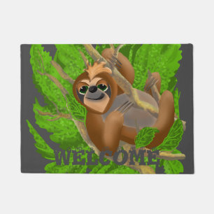 Silly Sloth Relaxing In A Tree Doormat