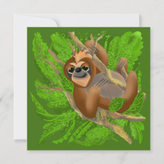 Silly Sloth Relaxing In A Tree Holiday Card