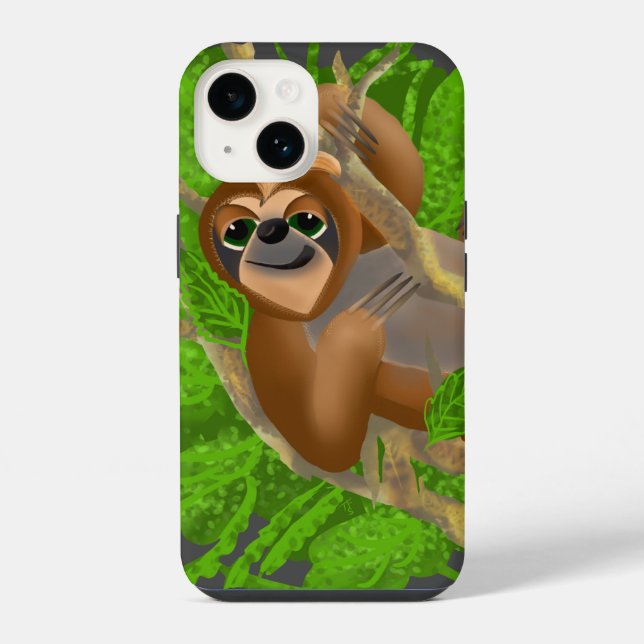 Silly Sloth Relaxing In A Tree iPhone Case (Back)