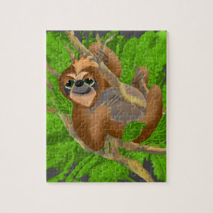 Silly Sloth Relaxing In A Tree Jigsaw Puzzle