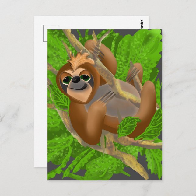 Silly Sloth Relaxing In A Tree Postcard (Front/Back)