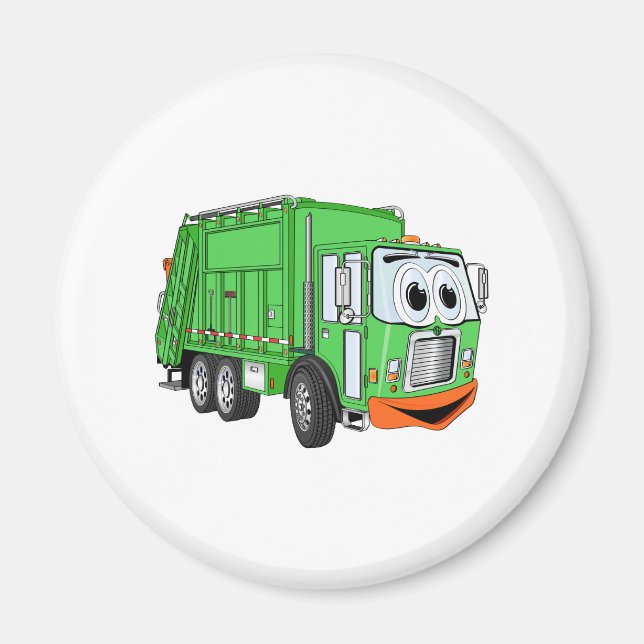 Silly Smiling Garbage Truck Cartoon Magnet (Front)