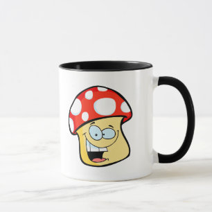 silly smiling mushroom toadstool cartoon character mug