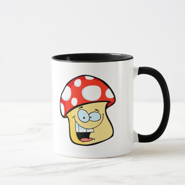silly smiling mushroom toadstool cartoon character mug (Right)