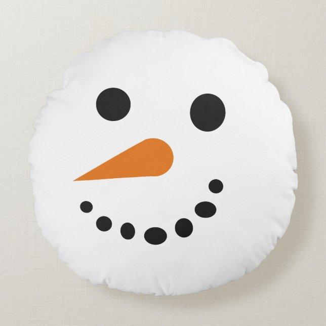 Silly Snowman Face Holiday Pillow (Front)
