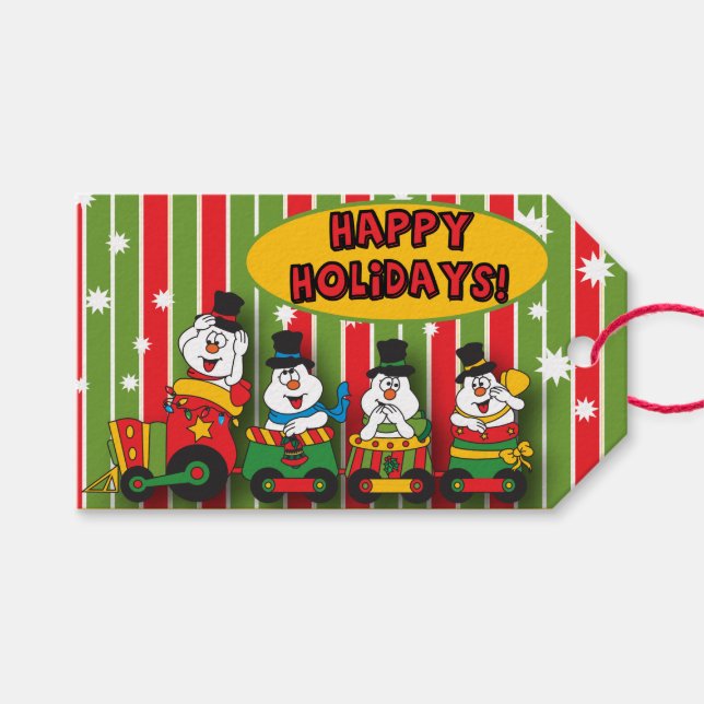 Silly Snowman Train | Christmas Gift Tags (Front (Horizontal))