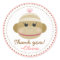 Silly Sock Monkey Girl Personalized Favour Sticker