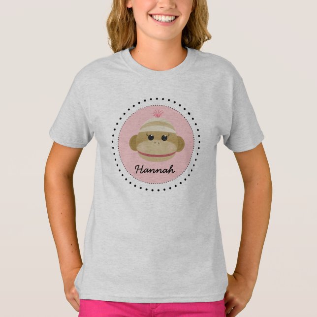 Silly Sock Monkey Girl Personalized Shirt (Front)