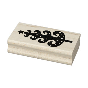 Silly Stylized Christmas Tree Wood Rubber Stamp