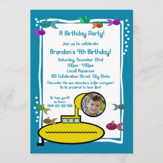 Silly Sub Aquarium Birthday Invitation