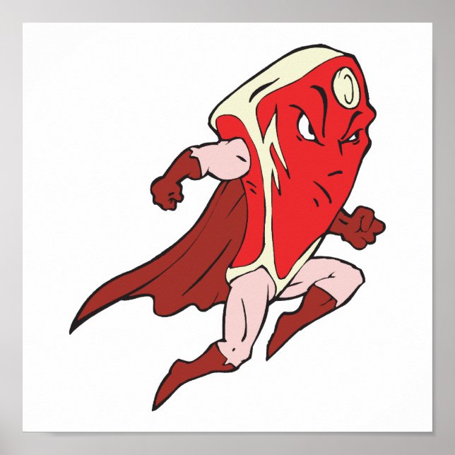 silly superhero caped super steak poster (Front)