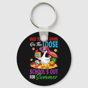 Silly Teacher Goose On The Loose Last Day of Keychain