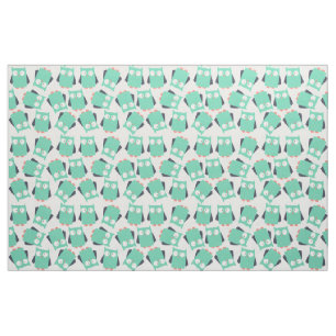 Silly Teal Owls Fabric