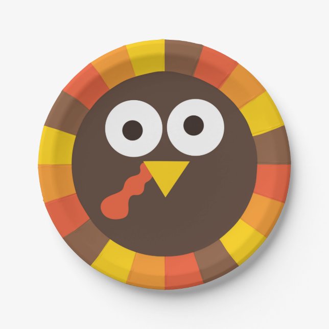 Silly Thanksgiving Turkey Kids Plate (Front)