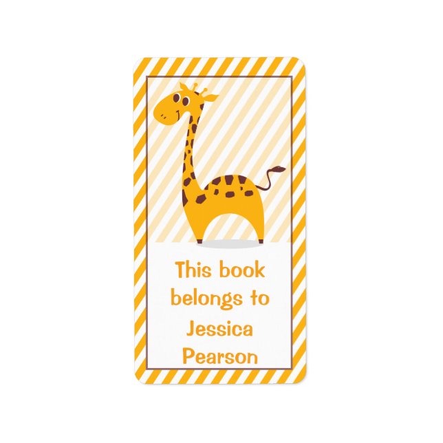 Silly This Book Belongs Giraffe Bookplate Label (Front)