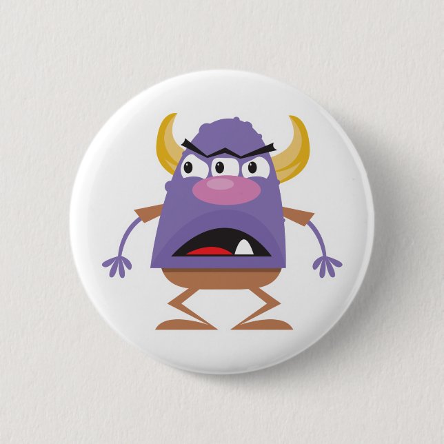 silly three-eyed ogre monster 2 inch round button (Front)