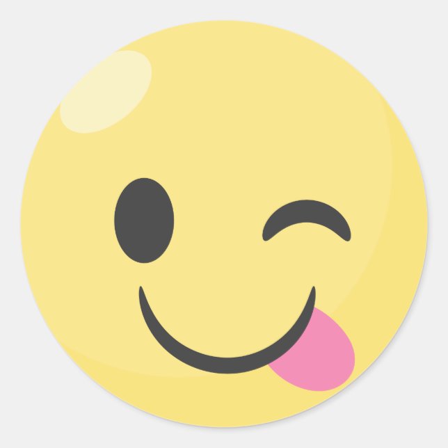 Silly Tongue Out Emoji Classic Round Sticker (Front)