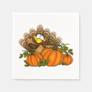 Silly Turkey and Pumpkins Napkin