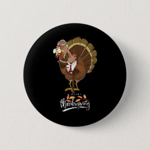 Silly Turkey Face - Funny Thanksgiving Fall Joke H 2 Inch Round Button