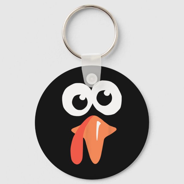 Silly Turkey Face Funny Thanksgiving Fall Joke Hum Keychain (Front)