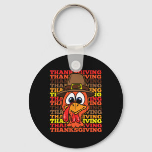 Silly Turkey Face Thanksgiving Day Funny Bird Fall Keychain