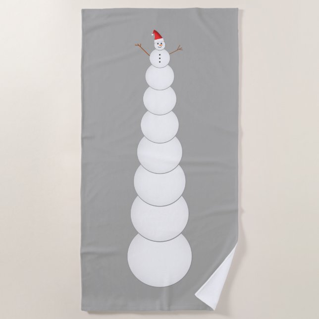 Silly Unreasonably Tall Snowman Beach Towel (Front)