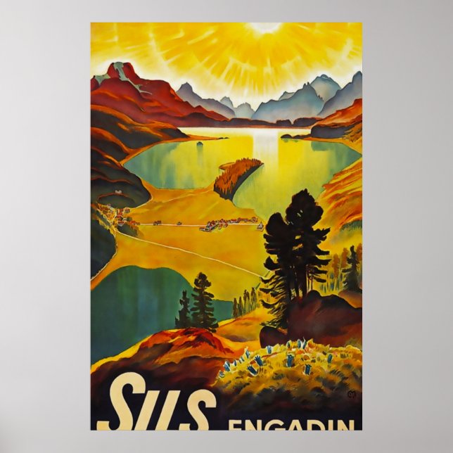 Sils Engadin vintage travel Poster (Front)