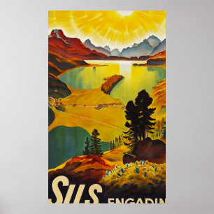 Sils Engadin vintage travel Poster