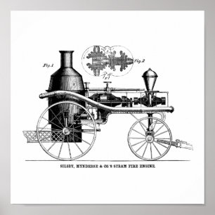 Silsby Rotary Steam Fire Engine Poster