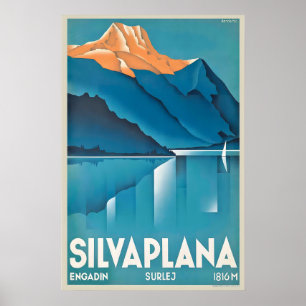 Silvaplana Graubünden Switzerland Vintage Travel Poster