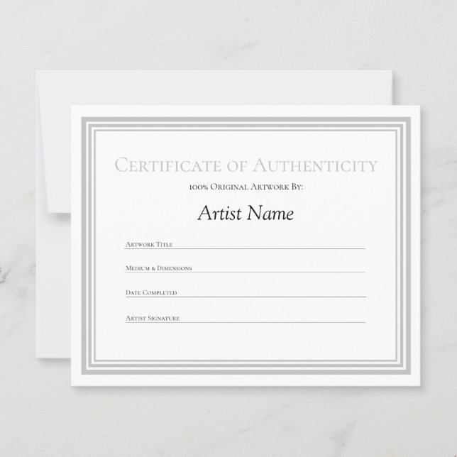 Silve Border Paper Certificate of Authenticity Art (Front)