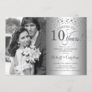 Silver 10th Wedding Anniversary with Photo Invitation