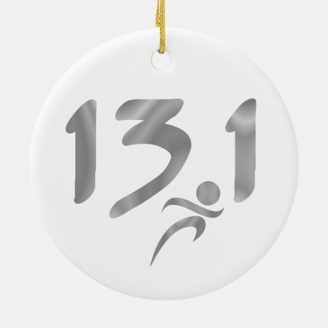 Silver 13.1 half-marathon ceramic ornament (Back)
