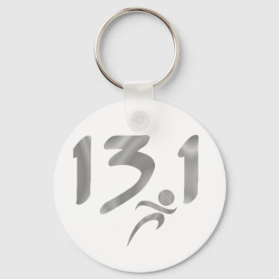 Silver 13.1 half-marathon keychain
