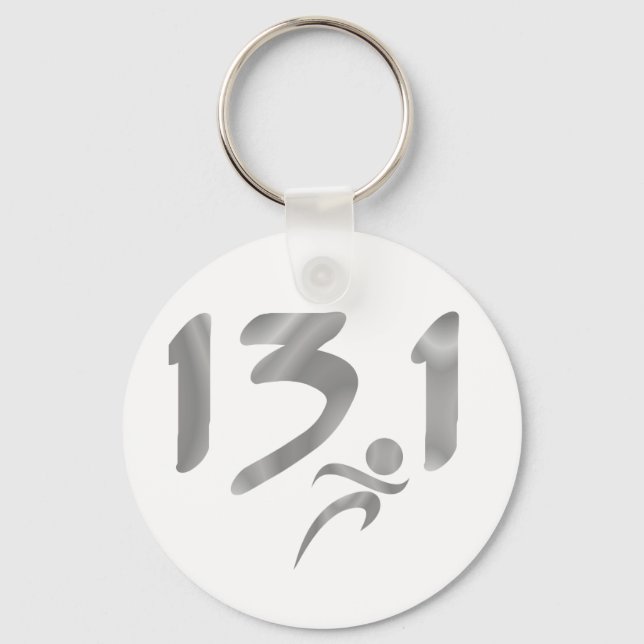 Silver 13.1 half-marathon keychain (Front)