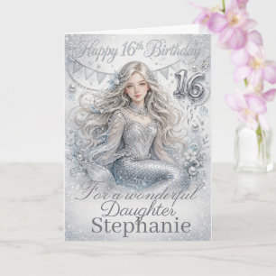 Silver 16th Birthday – Daughter Celebration Card